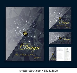 Grey Abstract composition, business card set, event info text, elegant geometric font texture, brochure title sheet, creative agate figure icon, opal crystal facets, sale flyer fiber, EPS10 banner form
