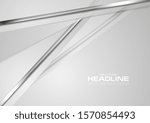 Grey abstract corporate background with metallic silver stripes. Hi-tech vector design