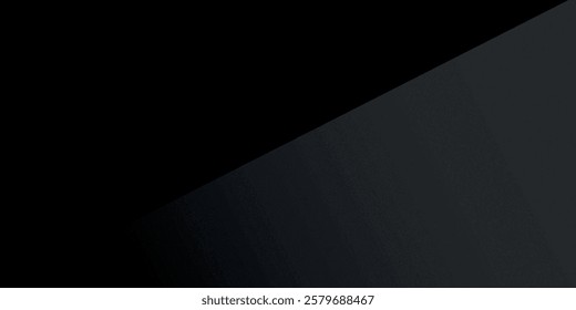Grey abstract curved wavy lines on black background. Black background with line curve design. Blurred black silk fabric. Iridescent and shining like a star in