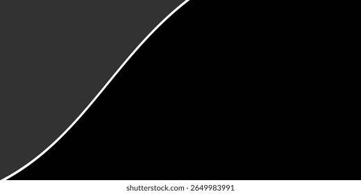 Grey abstract curved wavy lines on black background. Black background with line curve design. Blurred black silk fabric. Iridescent and shining like a star in the night sky, It has a taffeta-like body