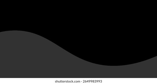Grey abstract curved wavy lines on black background. Black background with line curve design. Blurred black silk fabric. Iridescent and shining like a star in the night sky, It has a taffeta-like body