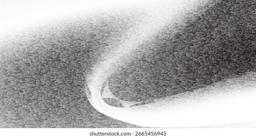 Grey abstract curved wavy lines on black background. Black background with line curve design. Blurred black silk fabric. Iridescent and shining like a star in the night sky, It has a taffeta-like body