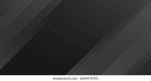 Líneas onduladas curvadas abstractas grises sobre fondo negro. Fondo negro con diseño de curva de línea. Tela de seda negra borrosa. Iridescente y brillante como una estrella en el cielo nocturno, tiene un cuerpo como de tafetán