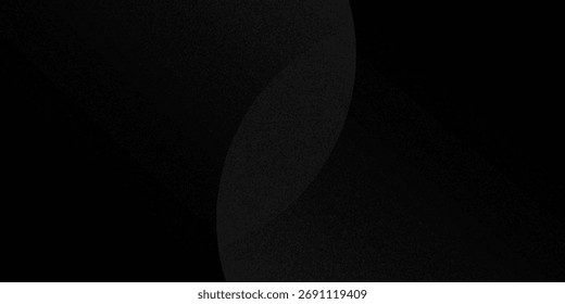 Graue, abstrakte, gewellte Linien auf schwarzem Hintergrund. Schwarzer Hintergrund mit Linienkurvendesign. Schwarzer, unscharfer Seidenstoff.