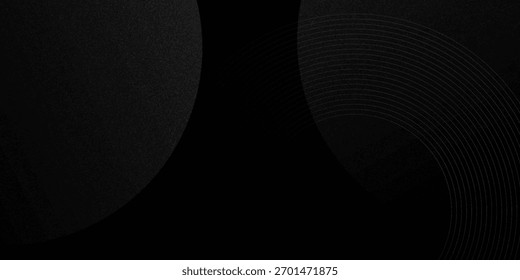 Grey abstract curved wavy lines on black background. Black background with line curve design. Blurred black silk fabric.