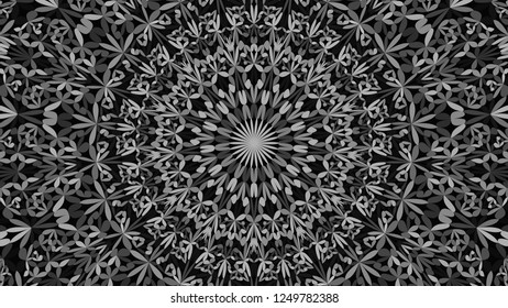 Grey abstract flower kaleidoscope mandala pattern ornament background - ethnic vector graphic design