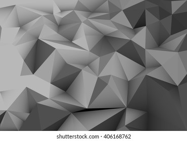 Grey abstract geometric, low poly style vector illustration graphic background