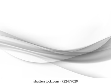 Grey abstract halftone wave mesh design. Bright abstract elegant hi-tech modern speed swoosh lines background. Smoke border over white. Vector illustration