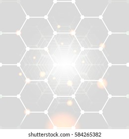 Grey abstract hexagonal background. HEXAGON 3D PERSPECTIVE POSTER TEMPLATE.