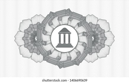 Grey abstract linear rosette with bank icon inside