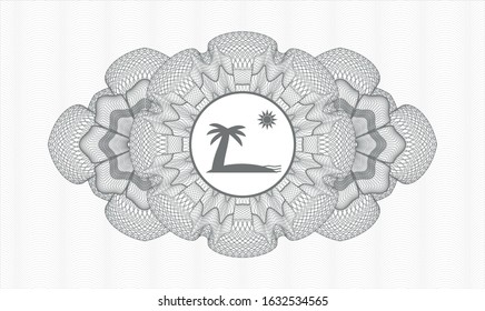 Grey abstract linear rosette with beach icon inside