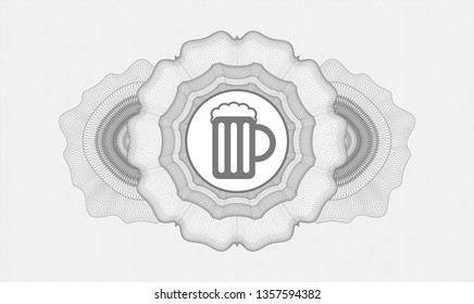 Grey abstract linear rosette with beer jar icon inside