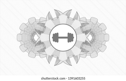 Grey abstract linear rosette with big dumbbell icon inside
