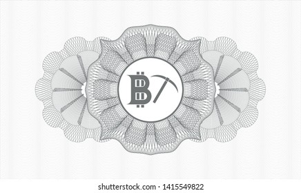 Grey abstract linear rosette with bitcoin mining icon inside