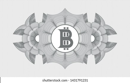 Grey abstract linear rosette with bitcoin icon inside