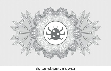 Grey abstract linear rosette with bug icon inside