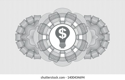 Grey abstract linear rosette with business idea icon inside