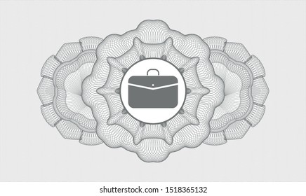 Grey abstract linear rosette with business briefcase icon inside