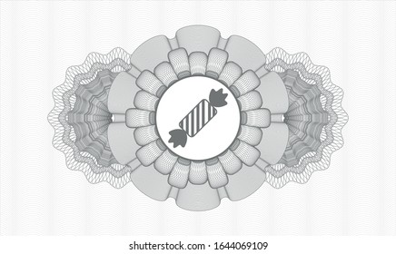 Grey abstract linear rosette with candy icon inside