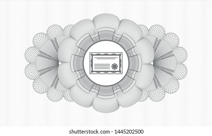 Grey abstract linear rosette with certificate icon inside