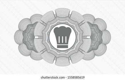 Grey abstract linear rosette with chef hat icon inside