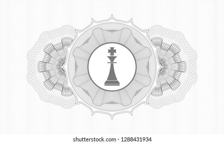 Grey abstract linear rosette with chess king icon inside