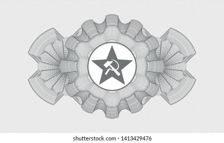 Grey abstract linear rosette with communism icon inside