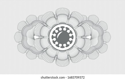 Rosette lineal abstracto gris con icono de coronavirus en el interior