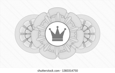 Grey abstract linear rosette with crown icon inside