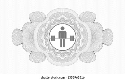 Grey abstract linear rosette with deadlift icon inside