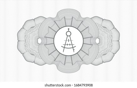 Rosette lineal abstracto gris con icono de brújula de dibujo