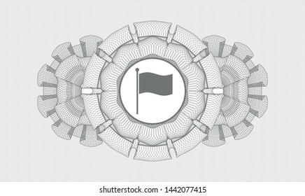 Grey abstract linear rosette with flag icon inside