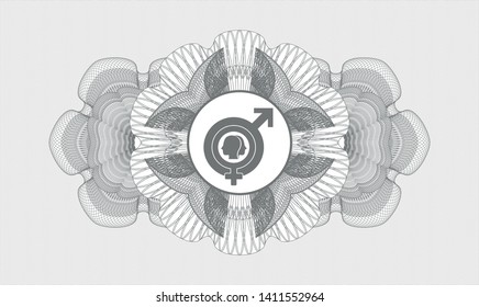 Grey abstract linear rosette with gender dysphoria icon inside