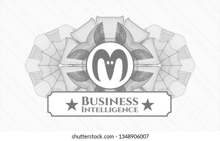 Grey abstract linear rosette with goat head icon and Business Intelligence text inside