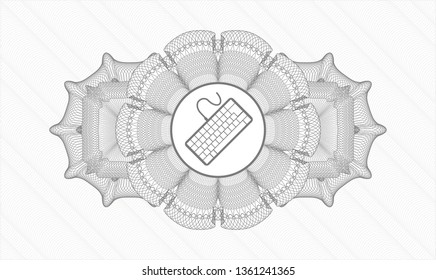 Grey abstract linear rosette with keyboard icon inside