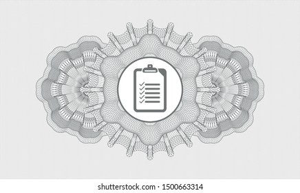 Grey abstract linear rosette with list icon inside