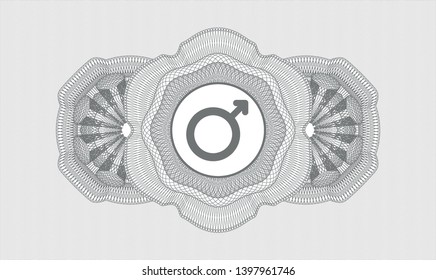 Grey abstract linear rosette with male icon inside