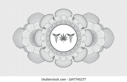 Rosette lineal abstracto gris con icono de hierba medicinal