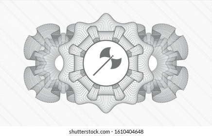 Grey abstract linear rosette with medieval axe icon inside