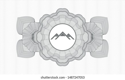 Grey abstract linear rosette with mountain icon inside