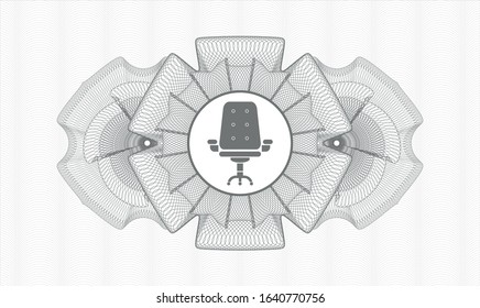 Grey abstract linear rosette with office chair icon inside
