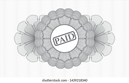 Grey abstract linear rosette with paid icon inside