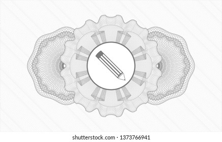 Grey abstract linear rosette with pencil icon inside