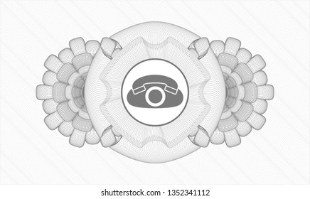 Grey abstract linear rosette with phone icon inside