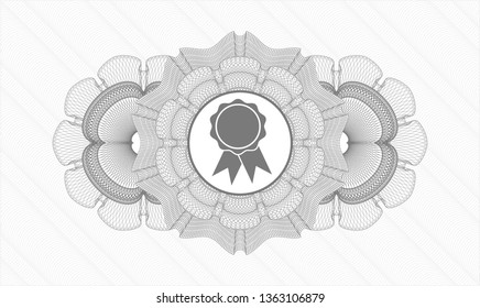Grey abstract linear rosette with ribbon icon inside