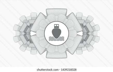 Grey abstract linear rosette with ship icon inside