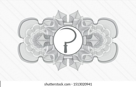 Grey abstract linear rosette with sickle icon inside