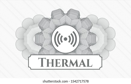 Grey abstract linear rosette with signal icon and Thermal text inside