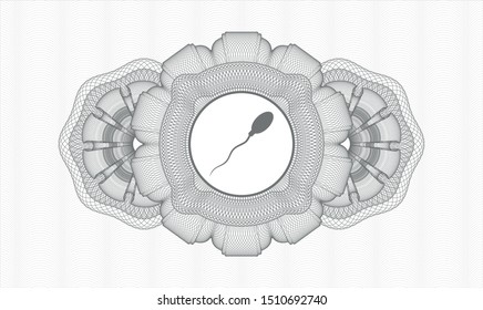 Grey abstract linear rosette with sperm icon inside