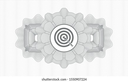 Grey abstract linear rosette with target, business icon inside